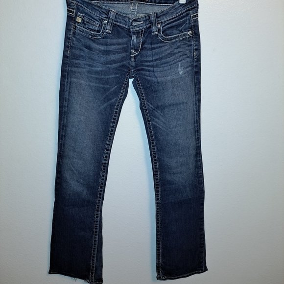 💫Big Star Sweet Boot Ultra-Low Rise Embroidered Distressed Jeans 26R - Picture 10 of 11